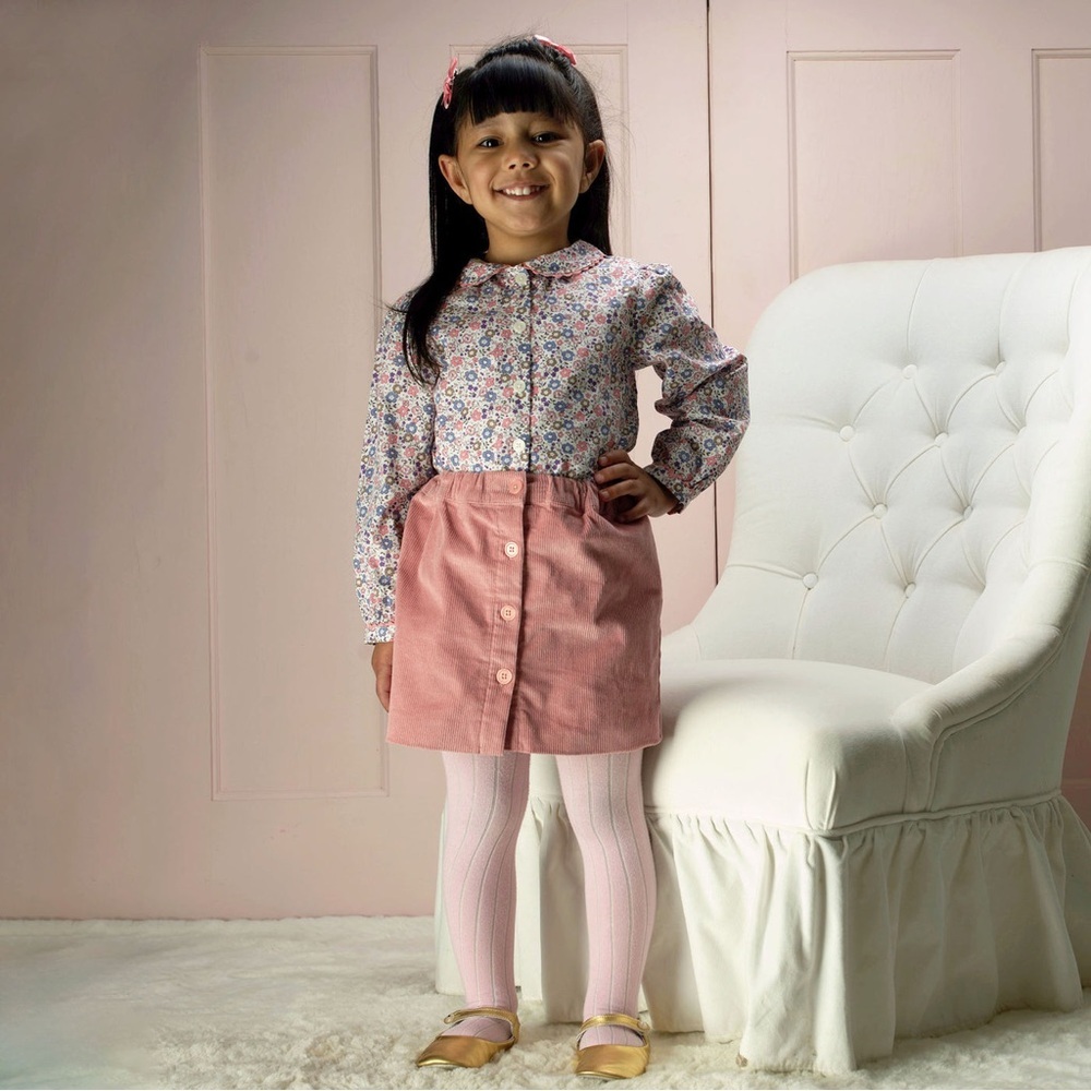 Rachel Riley London Pink Floral Cotton Blouse | Girls 4Y | Peter Pan Collar